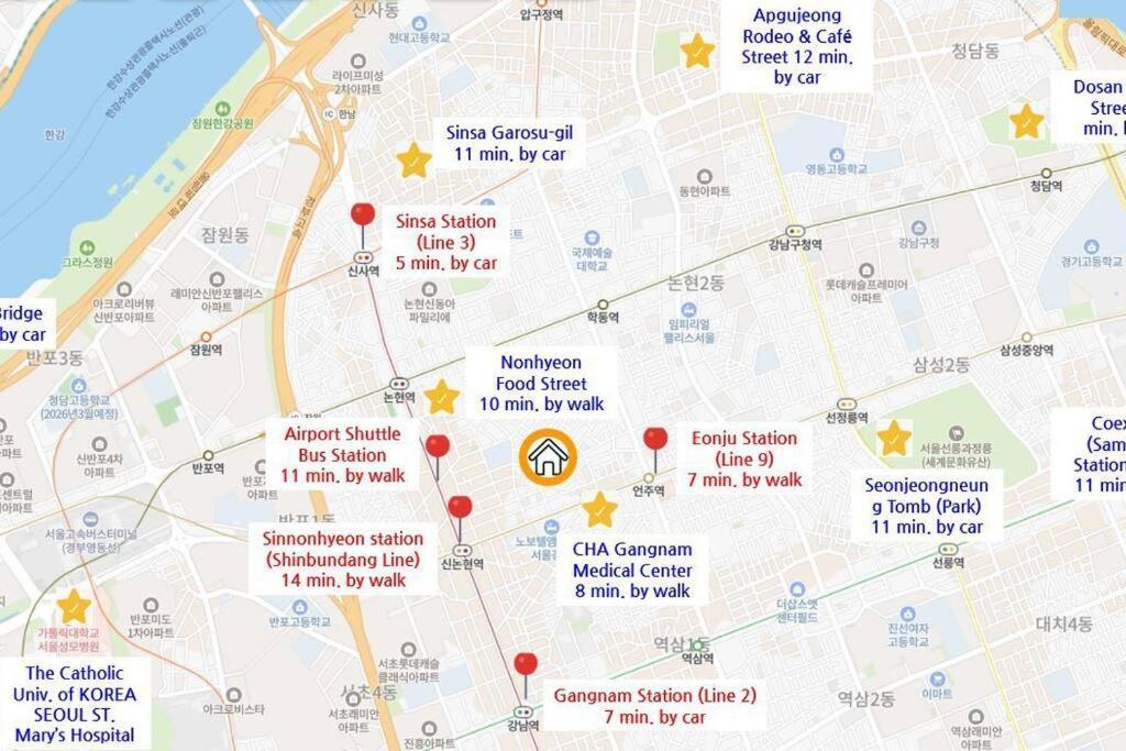 The Cozy Nonhyeon, Gangnam Eonju Station 5 Min, 2 Bedrooms, Premium Beds, Value For Money, Biz Trip Apartamento