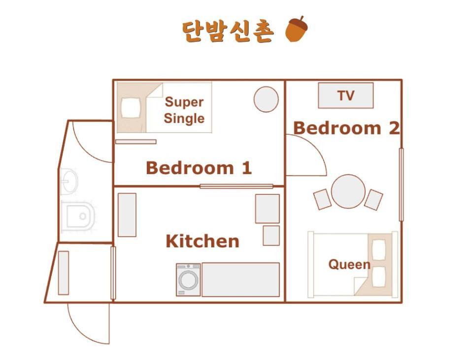 Pangsapuri Danbam Sinchon, 2br Up To 3 People *