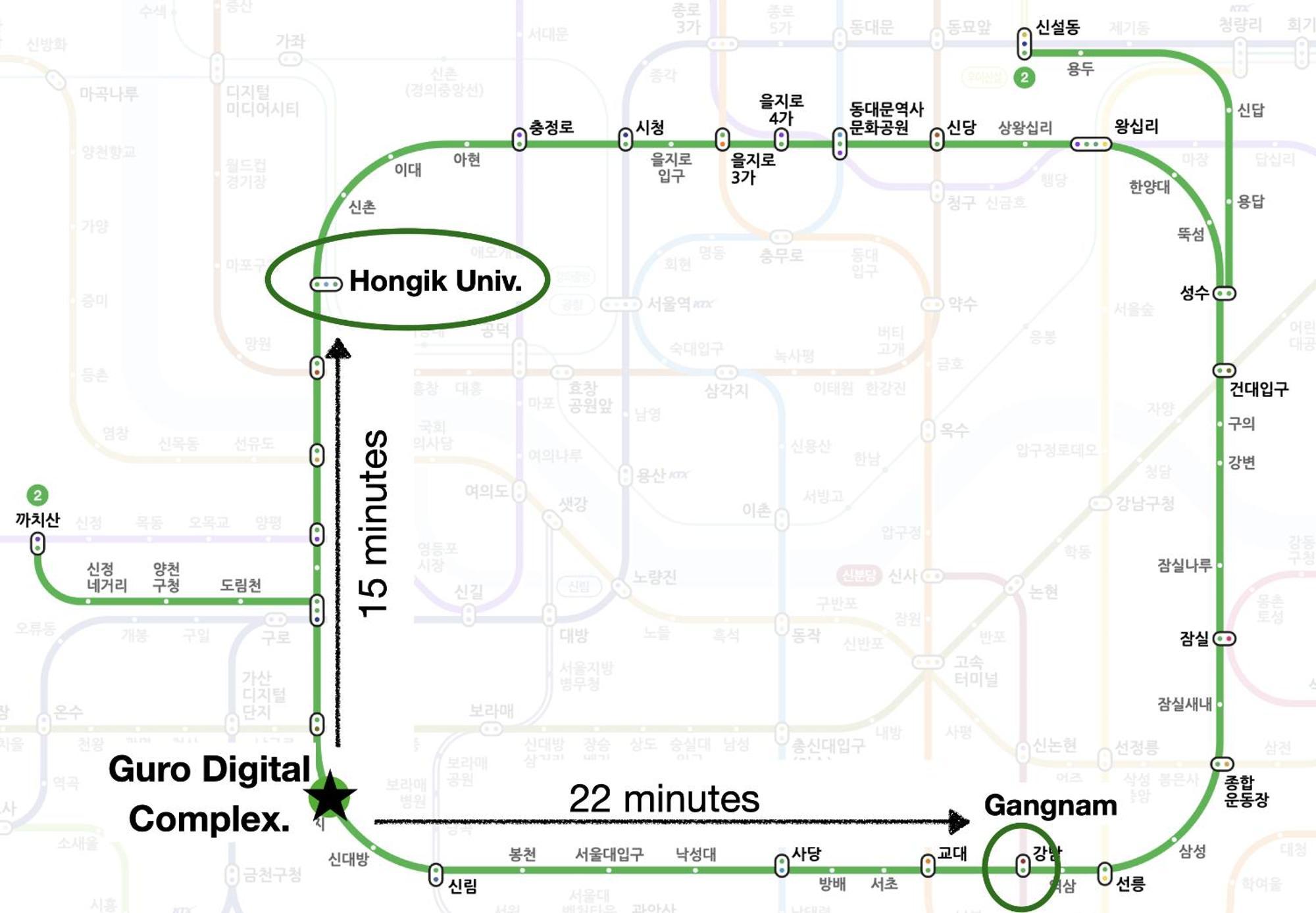Seoul, Goody Station 8 Minutes Walk, Airport Bus 5 Minutes Walk, Subway Line 2, Transportation Convenience, Location, Guro Digital Complex Hana Villa Seoul